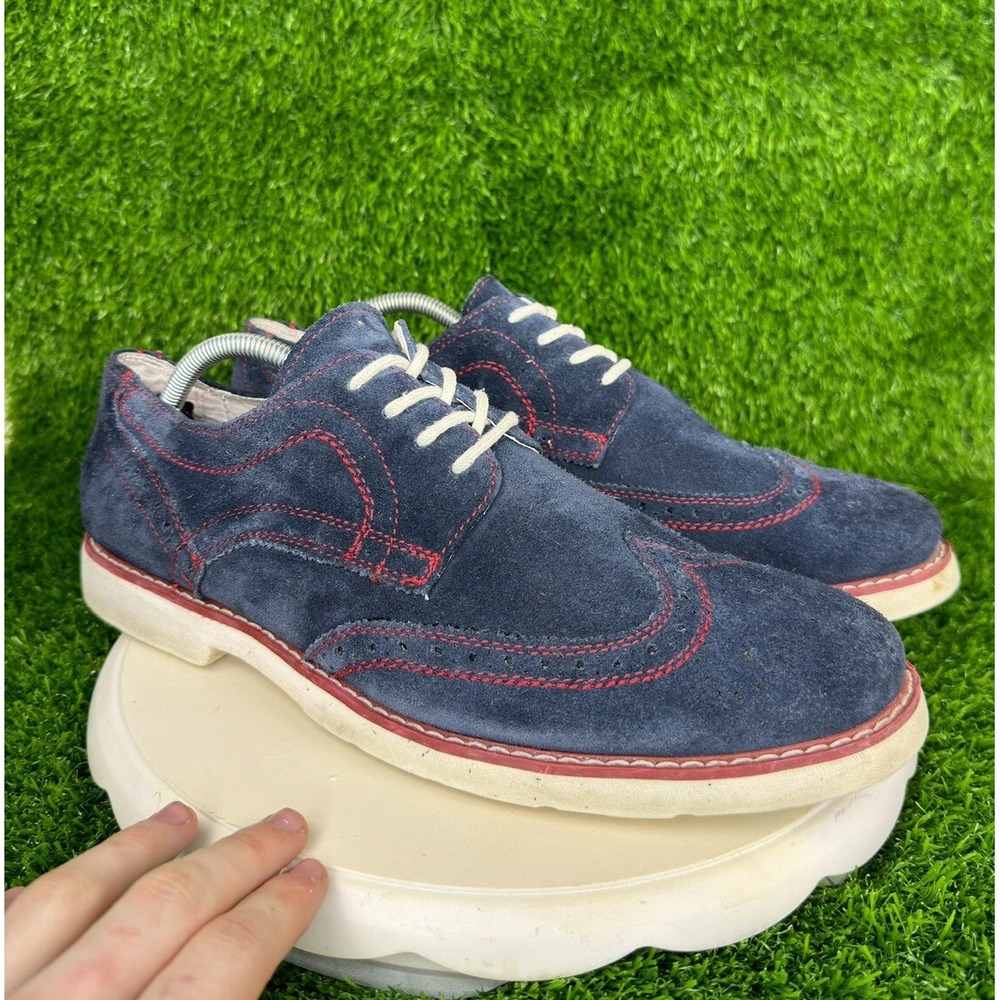 Vintage Y2K GBX Suede Wingtip Shoes Workwear Preppy Blue Red 10.5M
